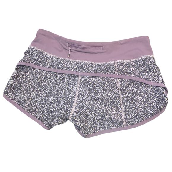 EUC - Lululemon Run Speed Short Dottie Mum Deep CoalMauvelousPurpleFog Sz 4 - Picture 5 of 8